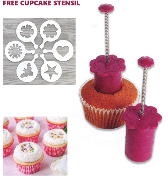 #3043 Cupcake Core Plunger and Free Gift  Cupcake Decorating Stencil   