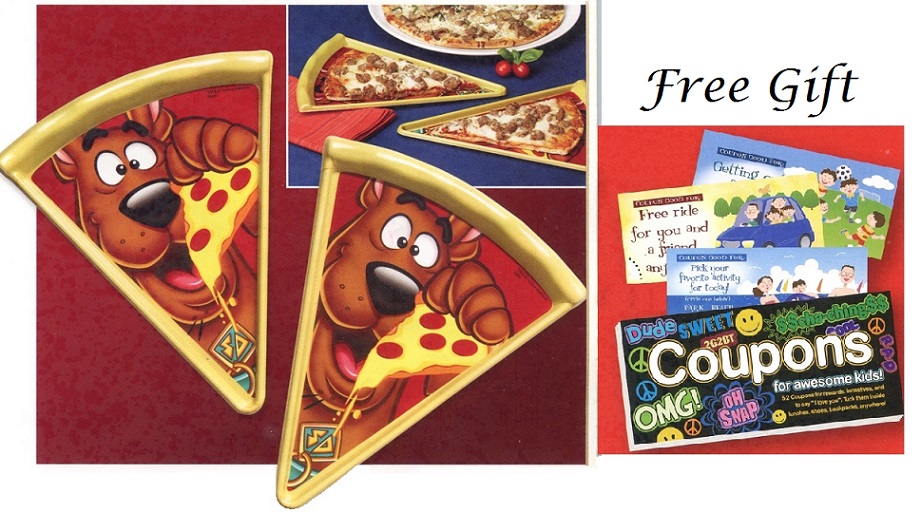 #8064 Scooby-Doo Pizza Dishes Set of 2 and Free Gift Kids Coupons 