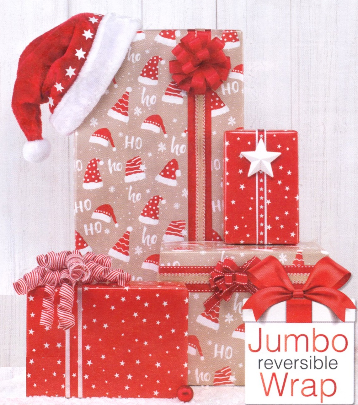 #2618 Hats Off To Christmas Kraft Reversible Gift Wrap Jumbo Roll 