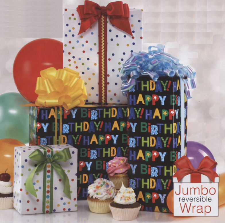 #2630 Birthday Dots-a-Rama Reversible Gift Wrap Jumbo Roll 