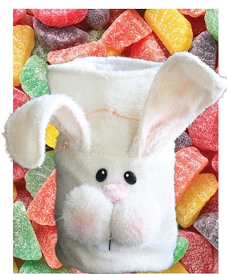 #3320 Plush Bunny Treat Bag with Fruit Slices 