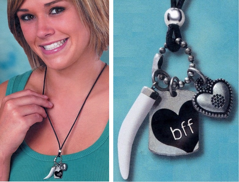 #3565  White Horn, Heart & BFF Tag Necklace 