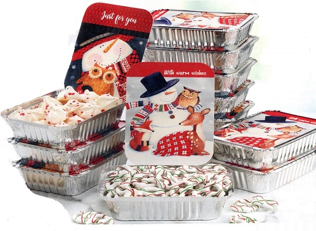 #3645 Snowman and Snowflakes Foil Pans Set of 12