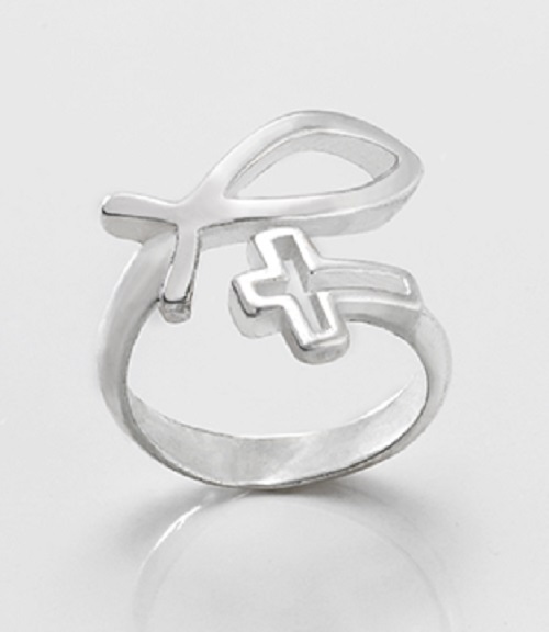 #36630 Cross & Fish Women's Ring