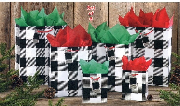 #3688 Buffalo Check Gift Bags Set of 6