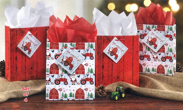 #3690 Country Christmas Gift Bags Set of 4