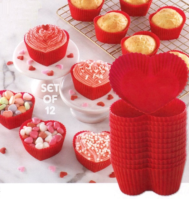 #3809 Heart Shaped Silicone Cupcake Liners Set of 12