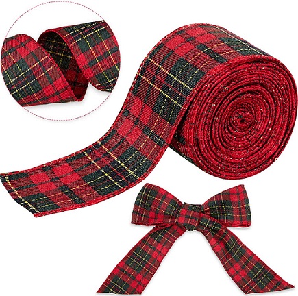 #6108 Scotty Plaid Wire Ribbon Red and Green 