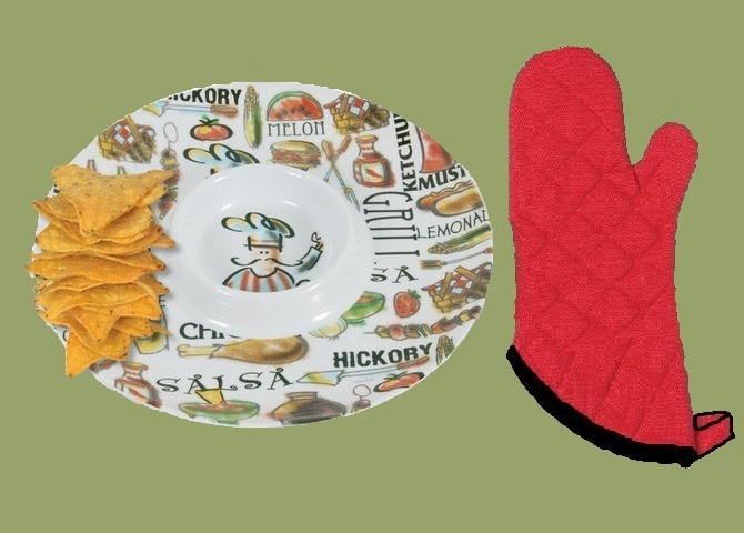 #7015 BBQ Melamine Chip'n Dip Serving Tray and BBQ Mitt