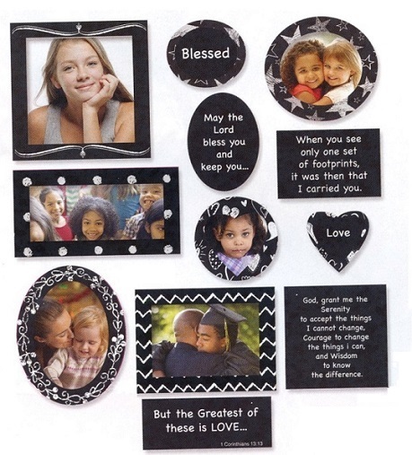 #7155 Chalk Design Inspirational Magnetic Photo Frames and Magnet Set