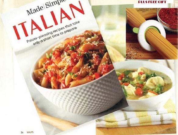#7303 Made Simple Italian Cookbook Plus Free Gift Spagetti Measure