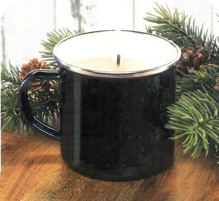 #9550 Black Enameled Mug With Vanilla Chestnut Candle