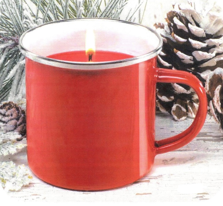 #9552 Red Enameled Mug With Cinnamon Candle 