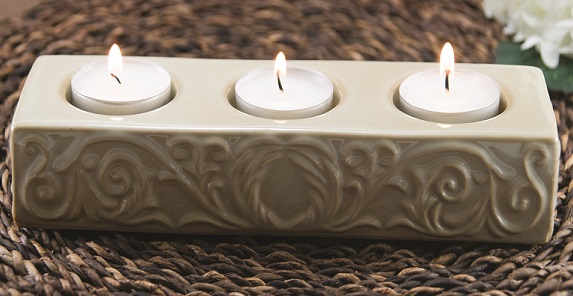 #5379 Ivory Ceramic Candle Holder
