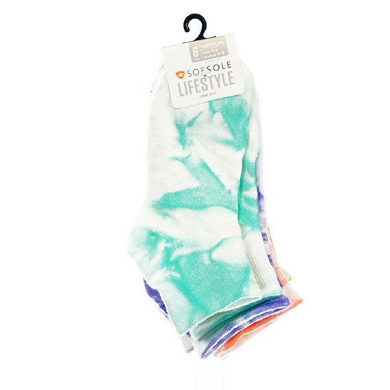 #9353 Qtr Sock Tie Dye Aqua/Purple/Yellow/Pink/Pink 8