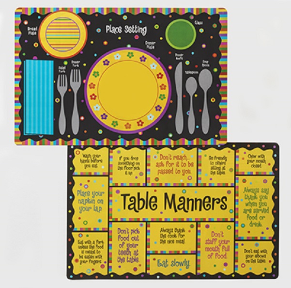 #2242 School Days and Table Manners  Placemats  Set OF 2
