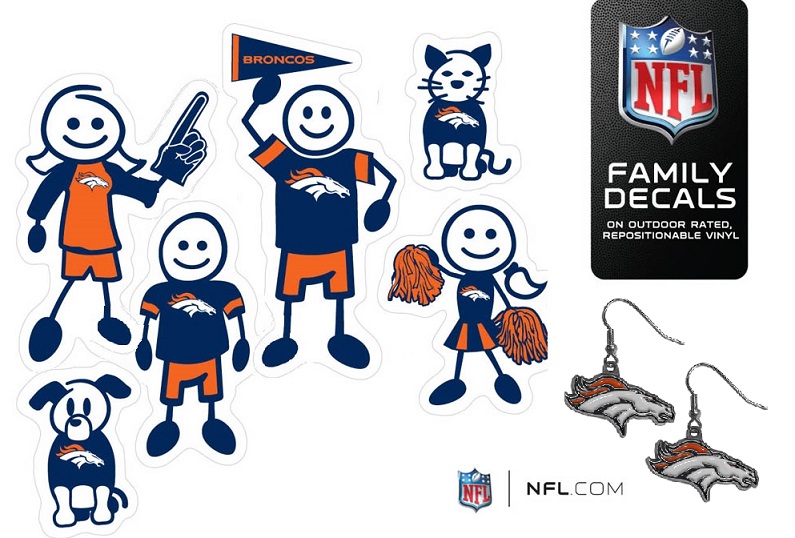 1008 Denver Broncos Earrings and Family Decal Stickers