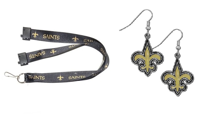 1003 New Orleans Saints Earrings and  Lanyard 