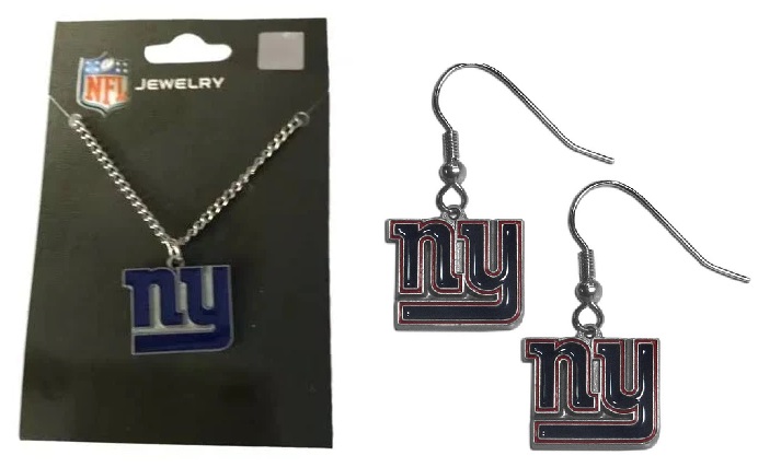 1004 New York Giants Earrings and Necklace 